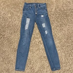 American Eagle button fly ne(x)t level stretch super high rise jeggings 0 short